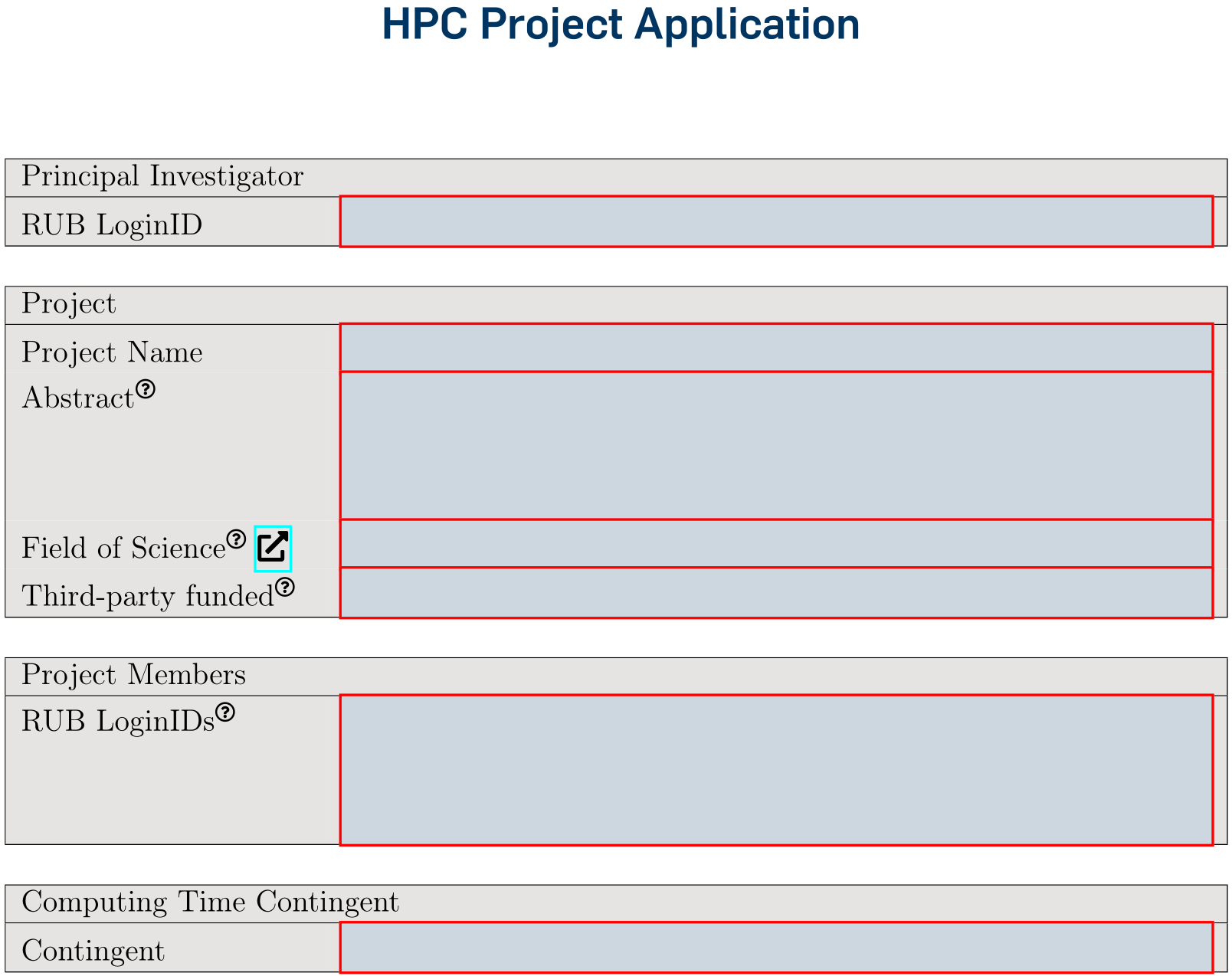 HPC project application screenshot