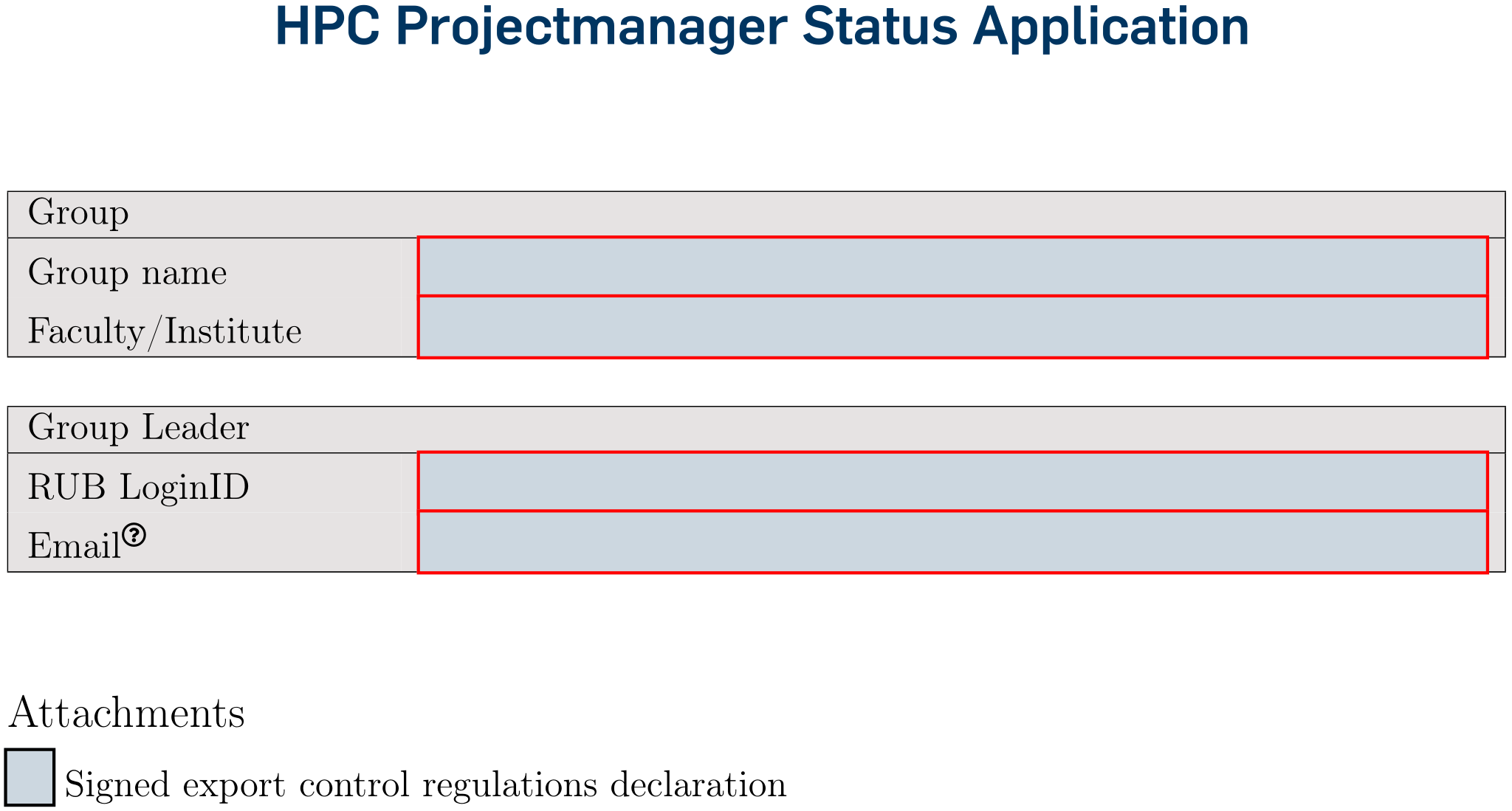 HPC project manager application screenshot