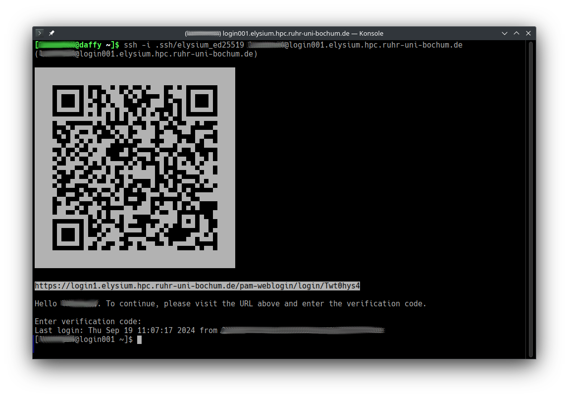 Login step 3: verify the SSH session